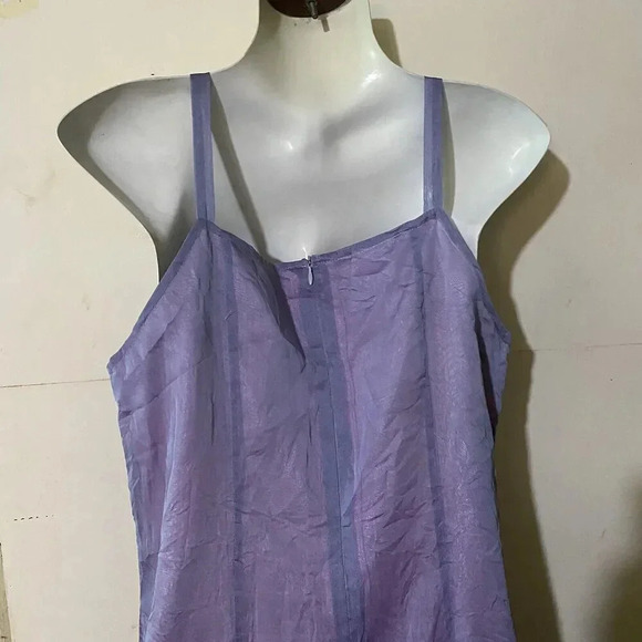 VTG Cottagecore Charng Shin Silk Cami Midi Dress 11/L/XL Sleeveless Line Violet - Picture 14 of 14